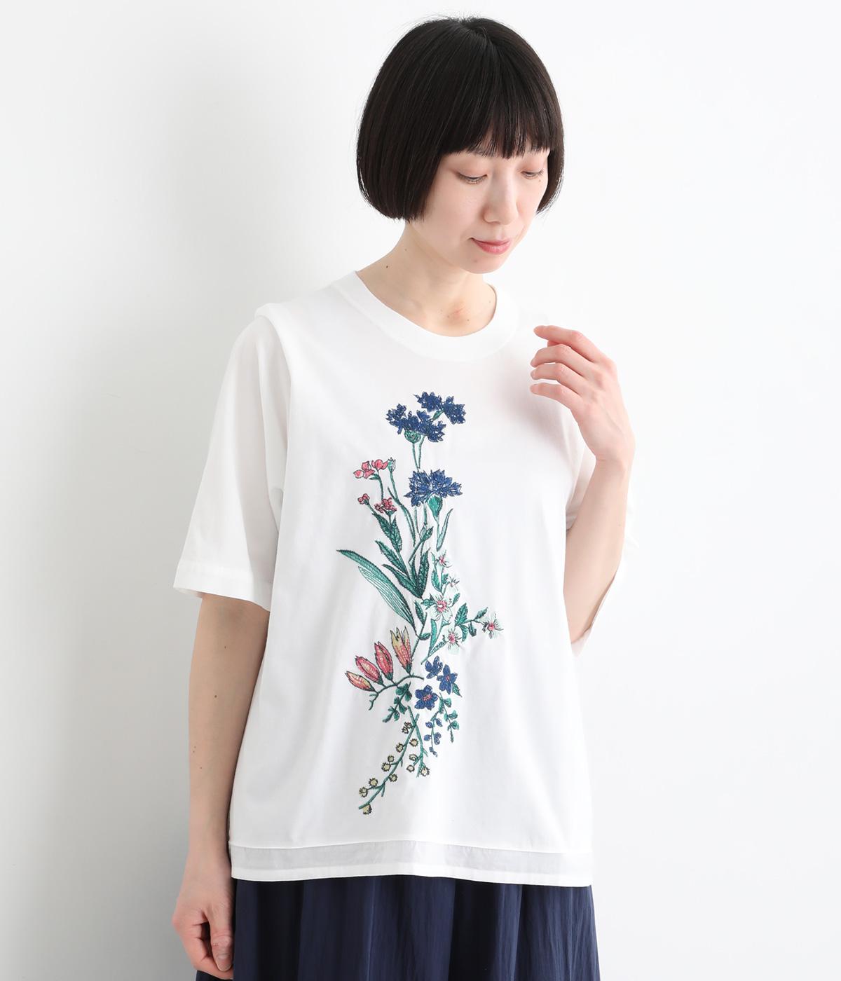 天竺フローリーハグ刺繍プルオーバー(オフホワイト-F)