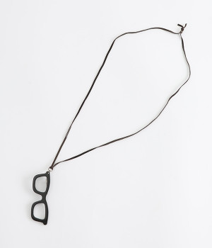 メガネモチーフネックレス(ブラック-ONESIZE)