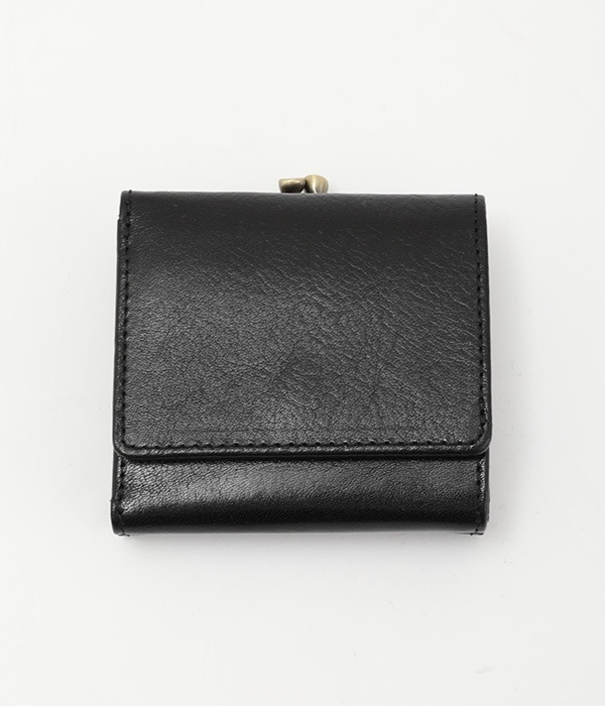 がま口三つ折り財布(ブラック-ONESIZE)