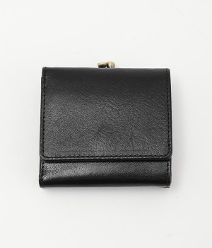 がま口三つ折り財布(ブラック-ONESIZE)