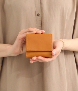 がま口三つ折り財布(ブラウン-ONESIZE)