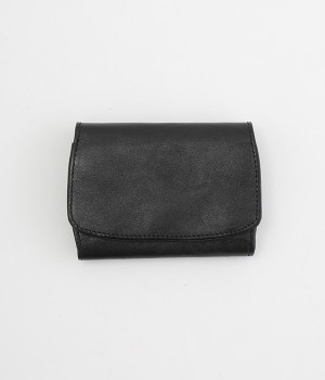 フラップ二つ折り財布(ブラック-ONESIZE)