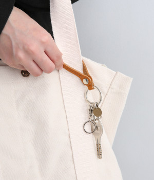 レザースナップボタンキーリング(ブラウン-ONESIZE)