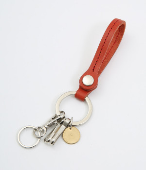 レザースナップボタンキーリング(レッド-ONESIZE)