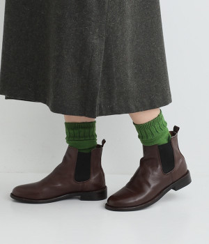 メリノウール　ゆるあったかソックス(グリーン-ONESIZE)