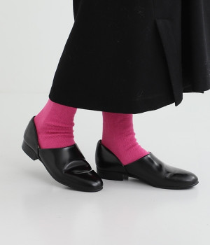 メリノウール　ゆるあったかソックス(ピンク-ONESIZE)