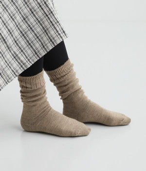 メリノウール　ゆるあったかソックス(キナリ-ONESIZE)