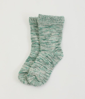 裏シルクパイル　ルームソックス(グリーン-ONESIZE)