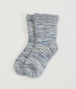 裏シルクパイル　ルームソックス(ブルー-ONESIZE)