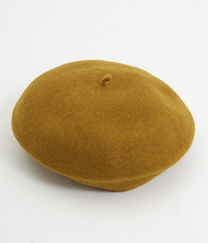 チョボ付き　ウールバスクベレー(マスタード-ONESIZE)