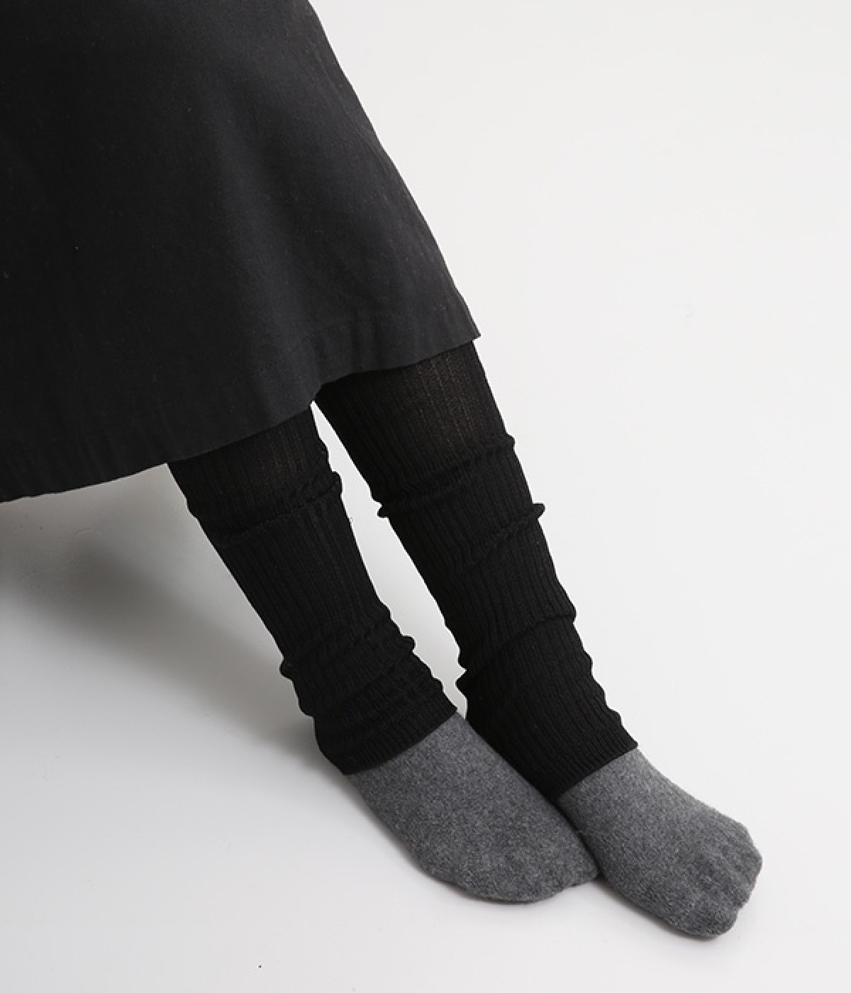 シルク100％　アーム　レッグウォーマー(ブラック-ONESIZE)