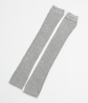 シルク100％　アーム　レッグウォーマー(グレー-ONESIZE)