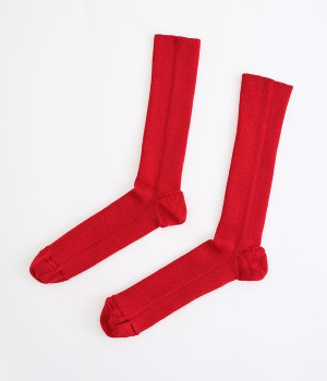 ストレスフリーエジプトコットンソックス(レッド-ONESIZE)