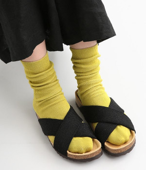 ストレスフリーエジプトコットンソックス(ライム-ONESIZE)