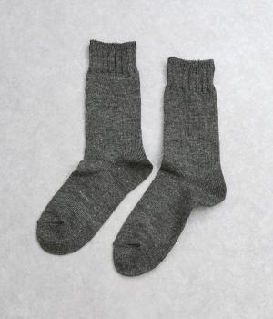 リネン　ゆるさら　ミディアムソックス(チャコール-0)