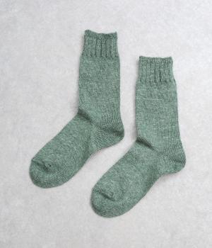 リネン　ゆるさら　ミディアムソックス(フォレストグリーン-0)