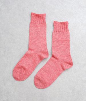 リネン　ゆるさら　ミディアムソックス(マルーン-0)