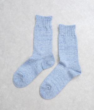 リネン　ゆるさら　ミディアムソックス(サックス-0)