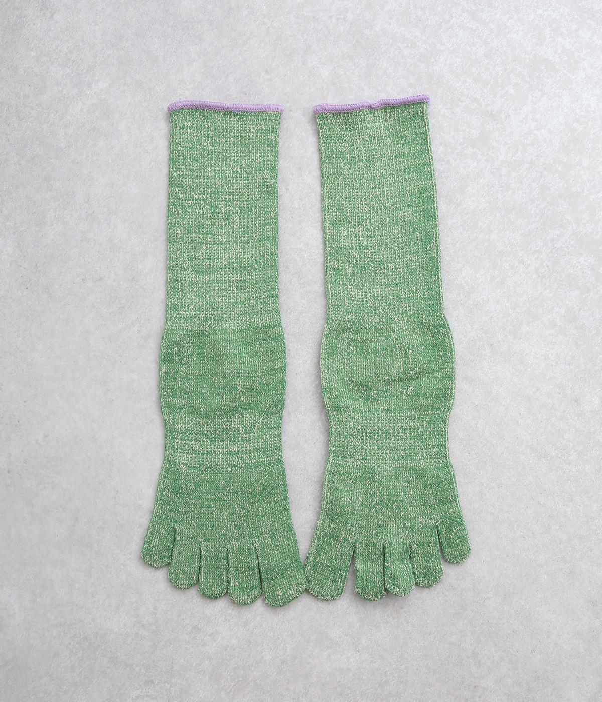 コットンシルク　パイル　5本指ソックス(ダスティグリーン-0)