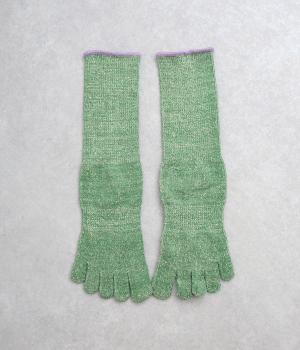 コットンシルク　パイル　5本指ソックス(ダスティグリーン-0)