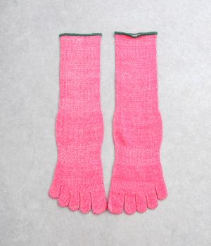 コットンシルク　パイル　5本指ソックス(ローズ-0)