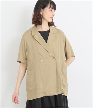 ライトリネンハーフスリーブジャケット(ベージュ-ONESIZE)