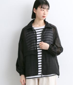 セルロースナイロンシアーブルゾン(ブラック-ONESIZE)