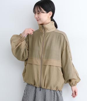 セルロースナイロンシアーブルゾン(カーキベージュ-ONESIZE)