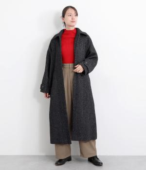 ヘリンボーンステンカラーコート(ブラック-F)