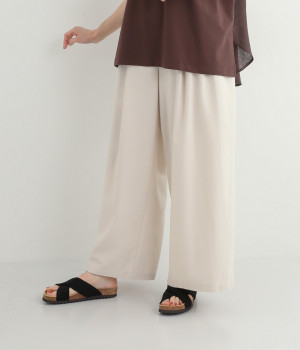 フレンチリネンイージーワイドパンツ(オフ-ONESIZE)