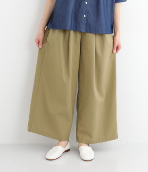フレンチリネンイージーワイドパンツ(カーキベージュ-ONESIZE)