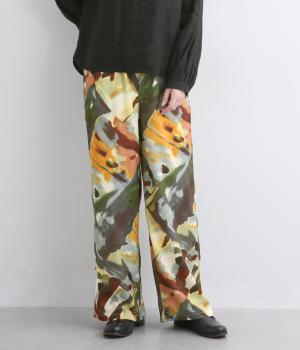 ジョーゼット柄イージーパンツ(チャコール-ONESIZE)