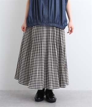 キャンバスプリーツスカート(ギンガム-ONESIZE)