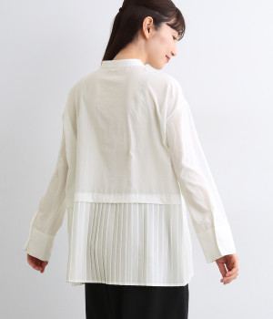 スパンローンバックプリーツシャツ(オフ-ONESIZE)