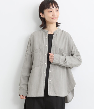 テンセルデニムオーバーシャツ(グレー-ONESIZE)