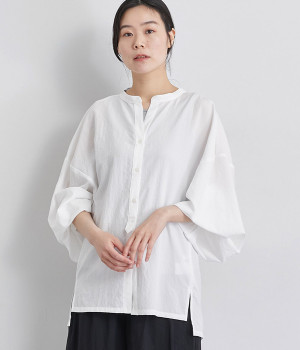 スパンローンボリュームチュニックブラウス(オフ-ONESIZE)