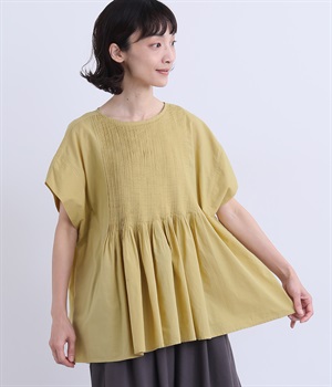 キャンブリックボイルピンタックブラウス(ヘンプ-ONESIZE)