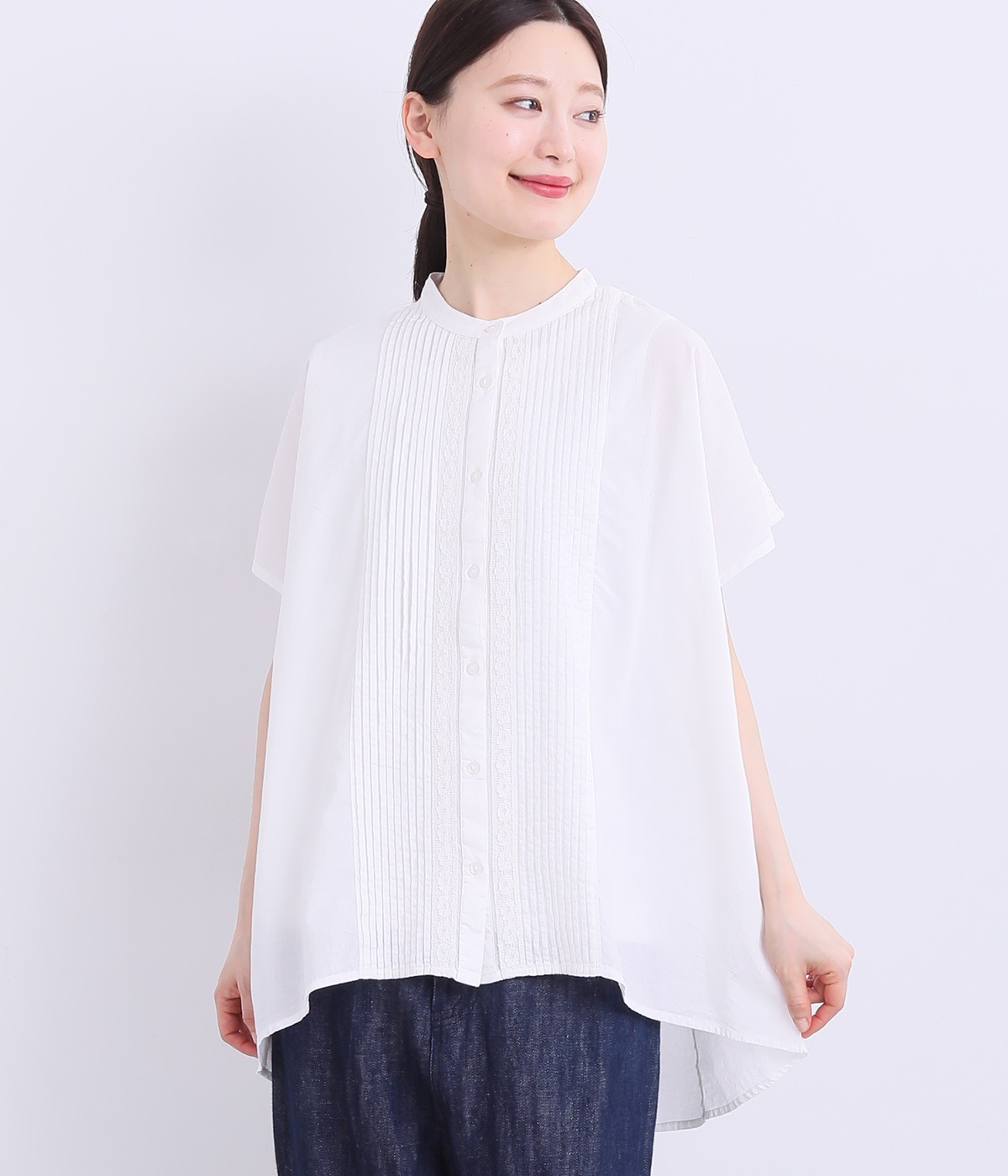 キャンブリックピンタックレースシャツ(オフ-ONESIZE)