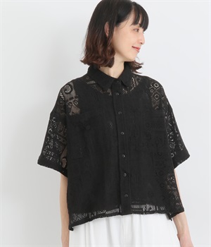 レース半袖シャツ(ブラック-ONESIZE)