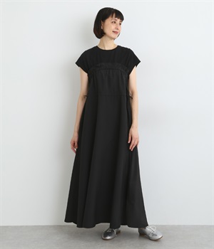 USAコットンドッキングフレアワンピース(ブラック-ONESIZE)