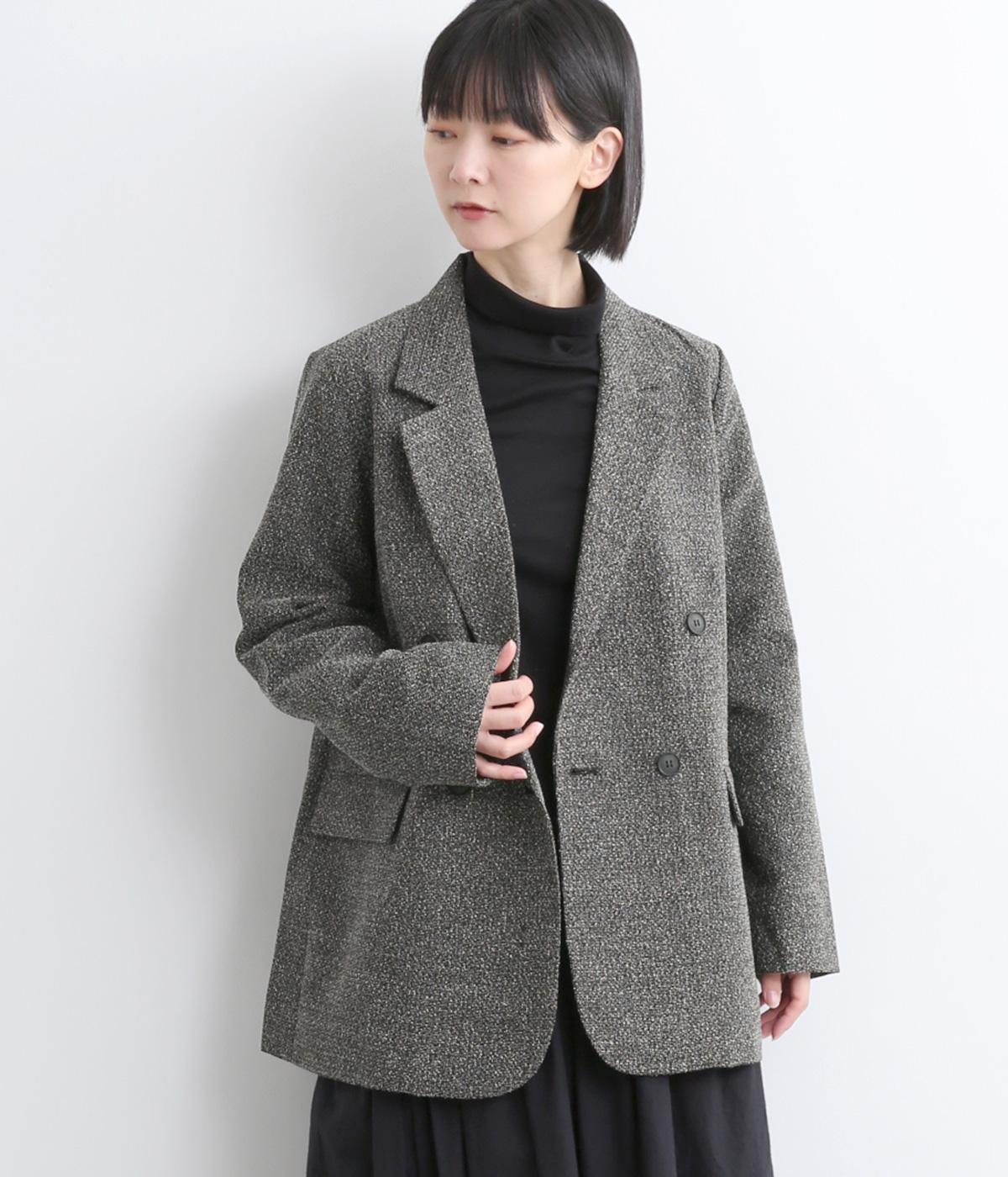 ネップ入りツイードテーラージャケット(ブラック-F)