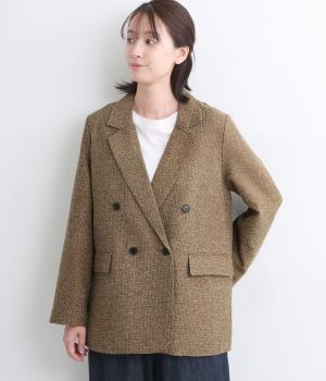 ネップ入りツイードテーラージャケット(ブラウン-F)