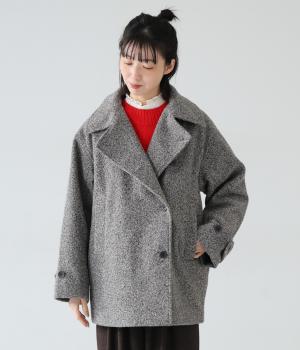 くるくるブークレミディアムコート(チャコール-F)