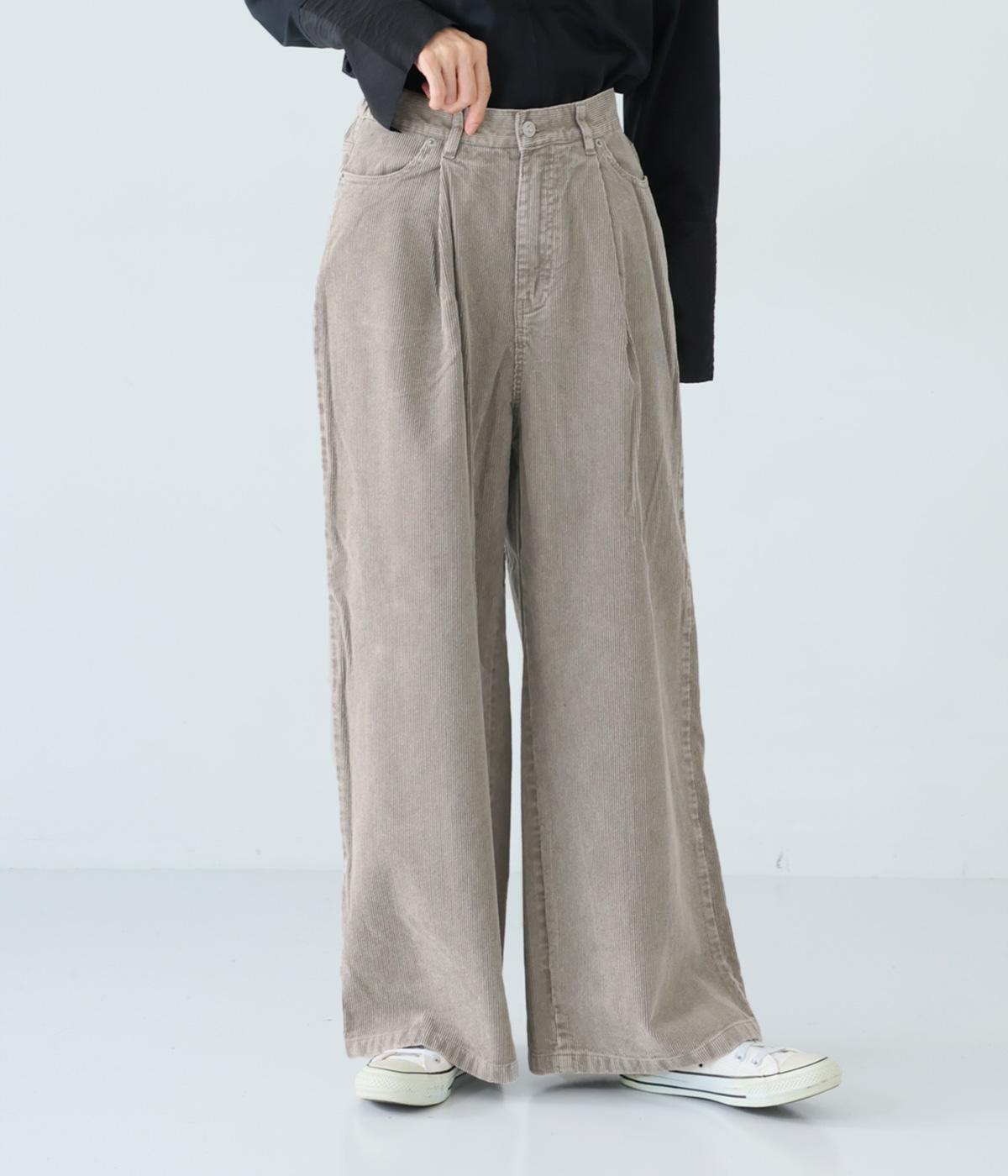 コーデュロイワイドパンツ(オフグレイ-F)