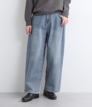 ストレッチデニムワイドストレートパンツ(ブリーチ-F)