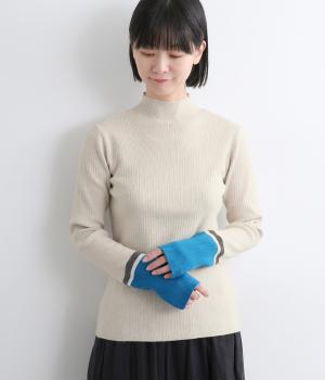 やわもち静電気防止配色ニットリブハイネック