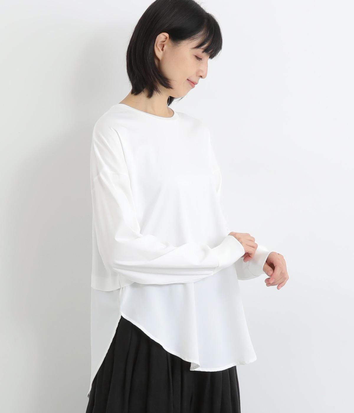 コットンスムース布帛ドッキングインナープルオーバー(オフ-F)