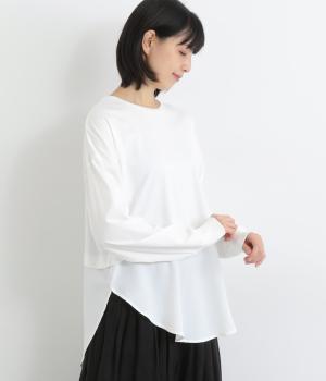 コットンスムース布帛ドッキングインナープルオーバー(オフ-F)