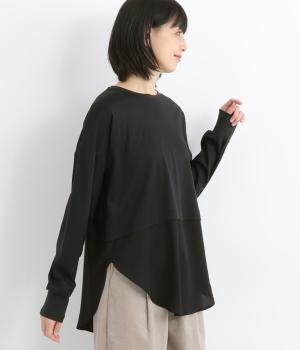 コットンスムース布帛ドッキングインナープルオーバー(ブラック-F)