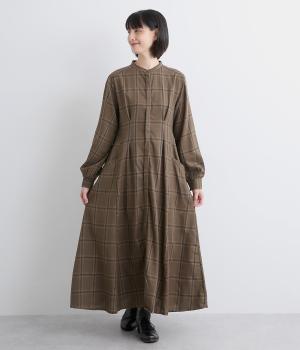 先染めオンブレチェックワンピース